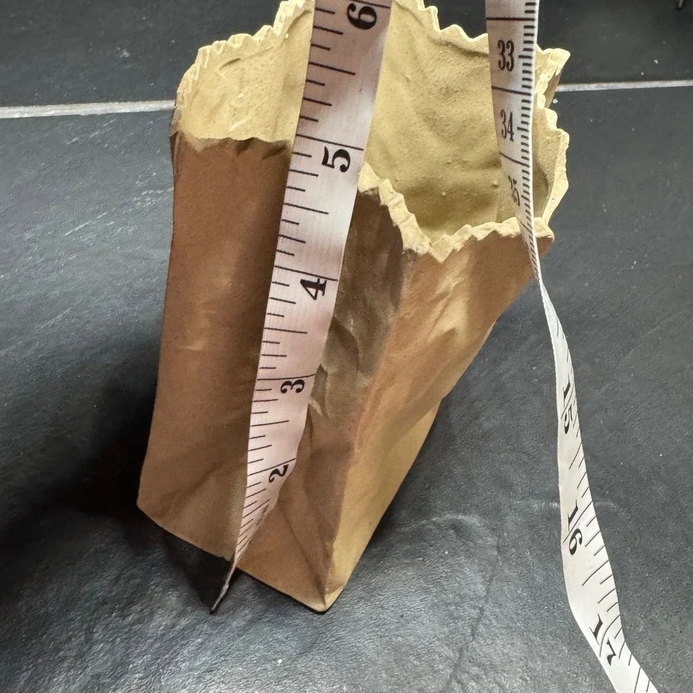 Ceramic Brown Paper‎ Bag Vase Trompe L'oeil Sculptural Planter Tan Decor 6 Inch